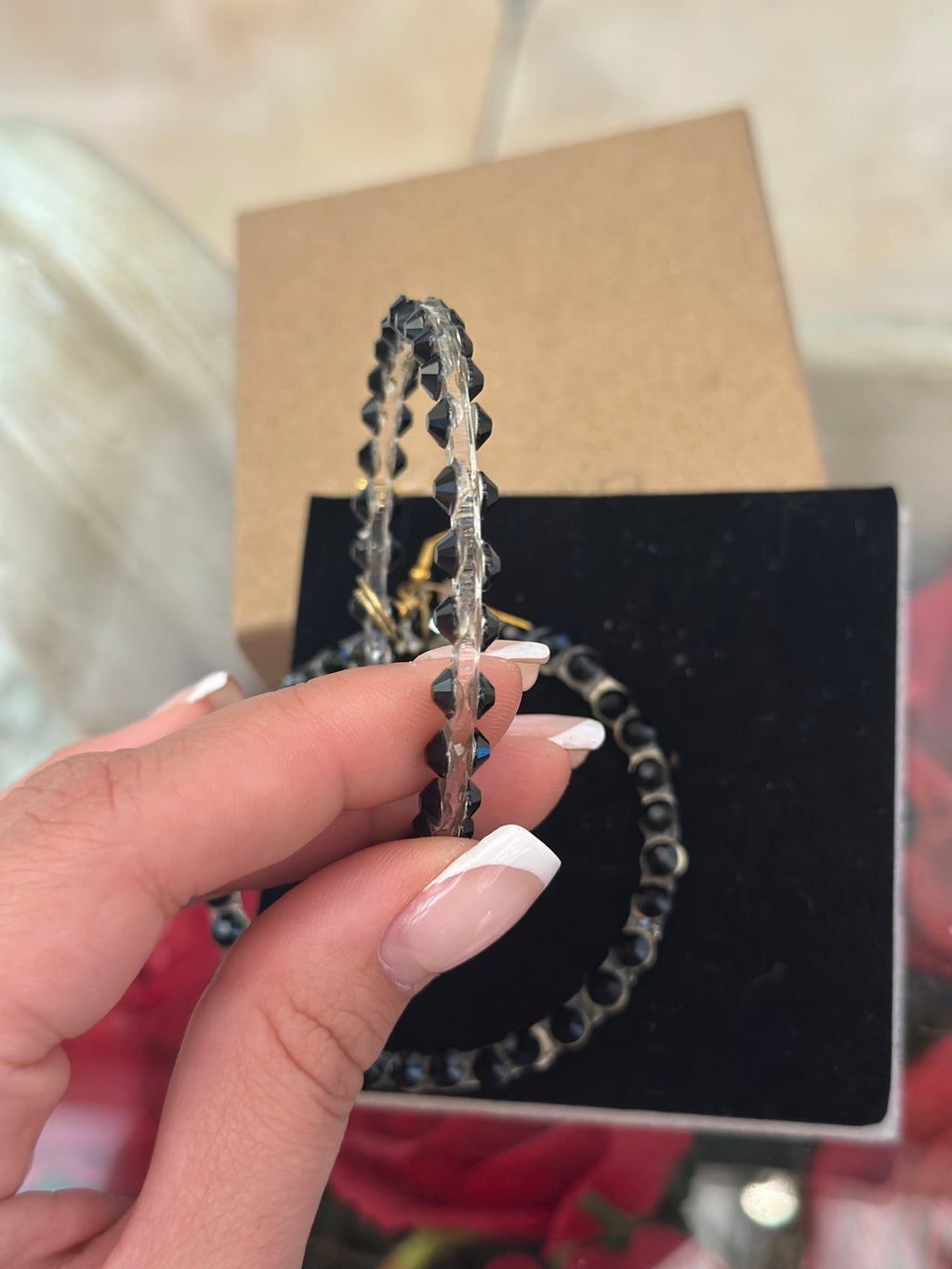 Earrings (rings) with crystals